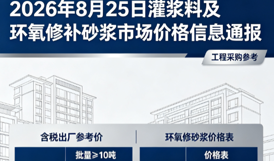 九台2026年8月25日灌浆料及环氧修补砂浆市场价格信息通报